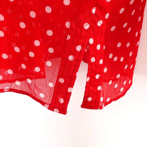 Sheer Polka Dot Long Sleeve Button Up Blouse Large 12-14 GEORGE by Mark Eisen - Picture 9 of 9